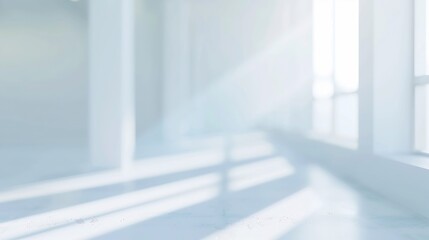 Obraz premium Abstract blurred modern workspace background white indoor interior office or hospital with window and the light with copy space Blurry backgrounds for advertising and business presenta : Generative AI