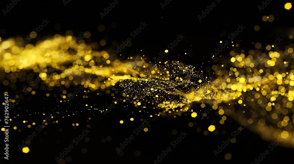 Leinwandbilder yellow abstract bokeh made from christmas lights on black isolated background holiday concept blur b
