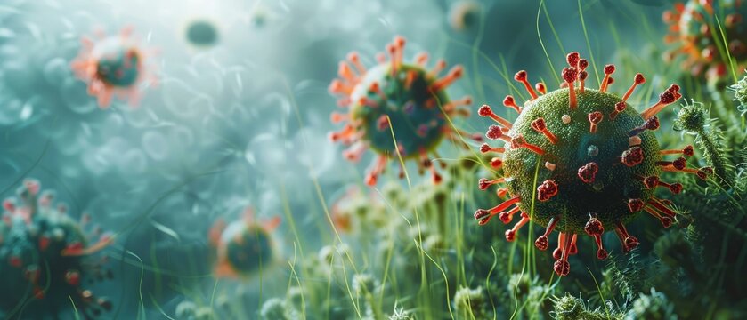 Lassa fever virus in 3D, epidemic information theme, copy space