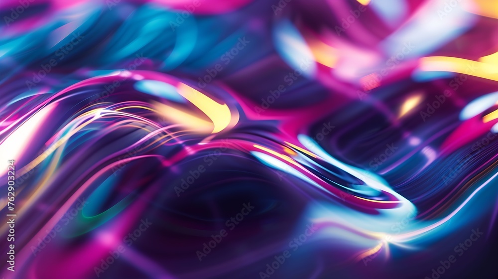 Leinwandbilder Abstract trendy neon blurred gradient overflow waves grainy background texture Colorful digital Grain Texture overlay Lofi multicolor vintage retro design Vibrant Texture Wallpaper : Generative AI