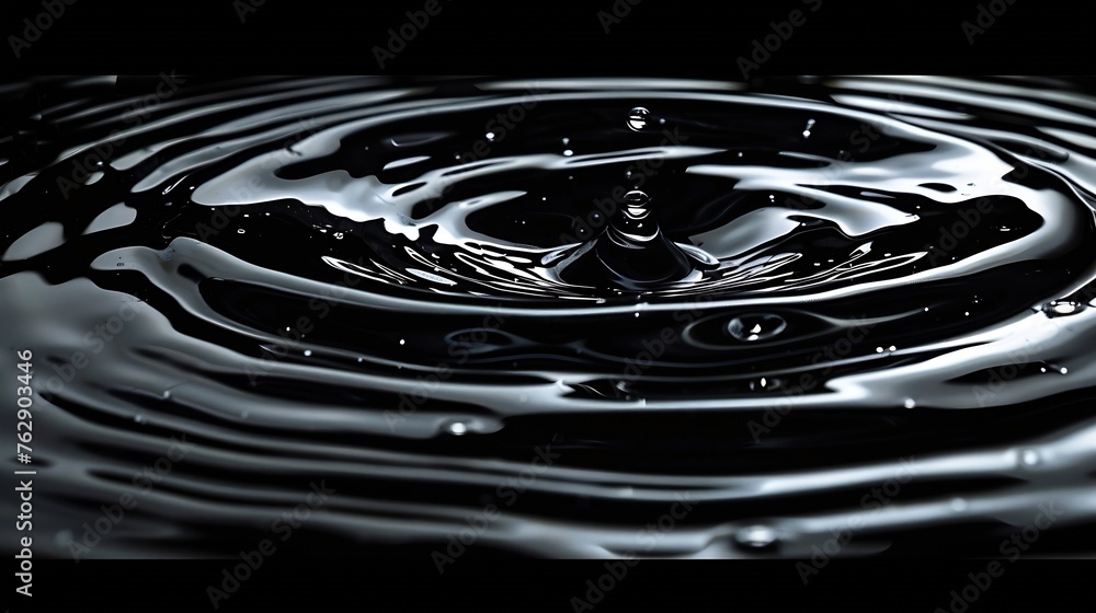 Aufkleber panorama water ripples from a drop of water in the dark water drop dark tone abstract black circle w