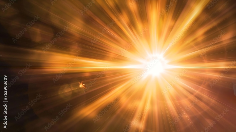 Aufkleber Sun Light Overlay Sun rays overlay Sun rays light isolated on black background for overlay design transparent sunlight special lens flash light effect front sun lens flash light of rad : Generative AI