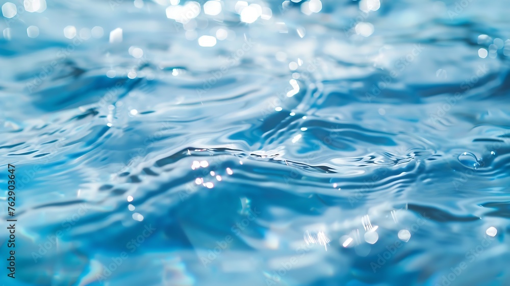 Fototapete blue water with ripples on the surface defocus blurred transparent blue colored clear calm water sur
