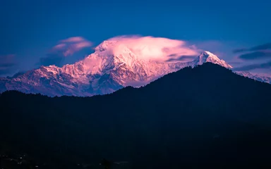 Cercles muraux Annapurna sunrise over the mountain Annapurna range in Nepal.