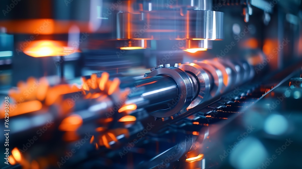 Poster cnc milling machine processing and laser cutting for metal in the industrial motion blur industrial 