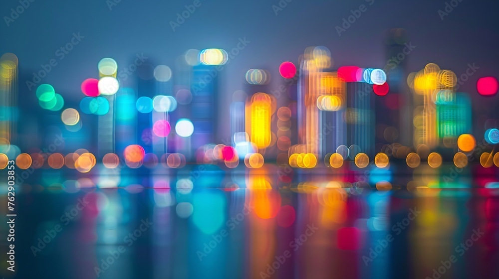 Poster blur city bokeh background blur city light : generative ai