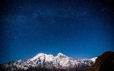 Papier Peint photo autocollant Annapurna landscape night view of Mount Annapurna range in Nepal. 