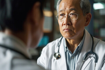Fototapeta premium Asian senior doctor providing a consultation to a patient