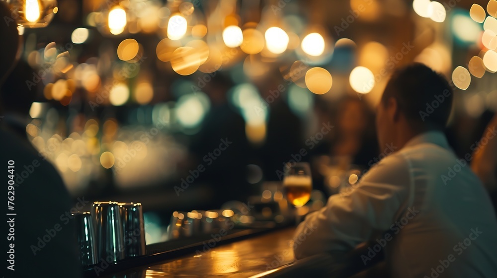Poster blurred people at a busy bar : generative ai