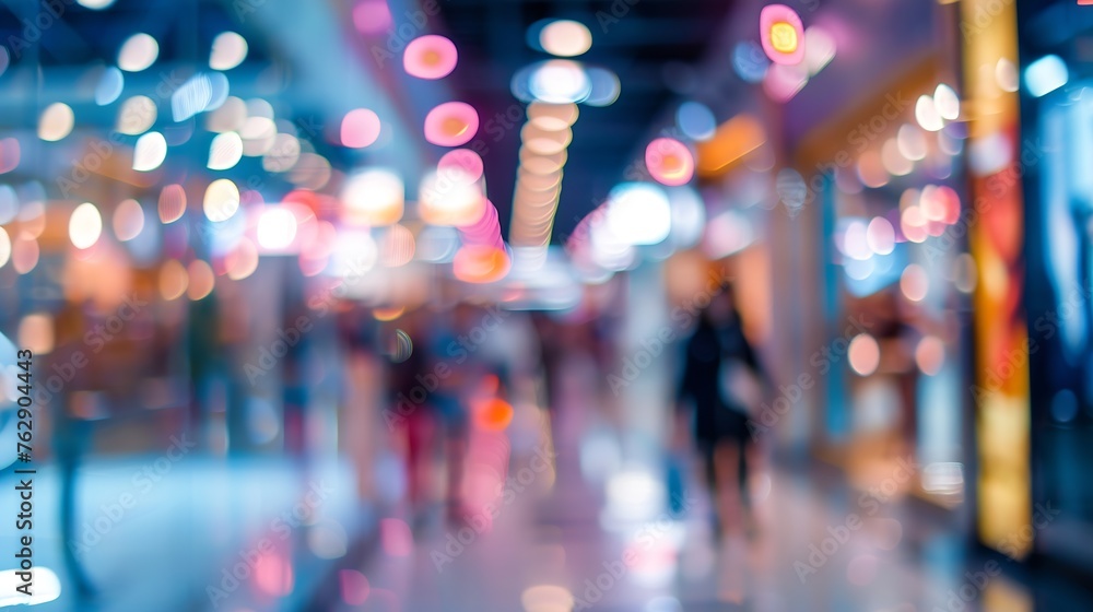 Poster abstract blur and defocus shopping mall in department store interior for background : generative ai