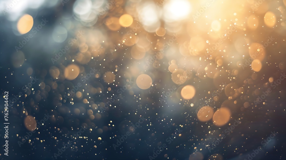 Poster abstract photo of light burst among trees and glitter bokeh image is blurred : generative ai