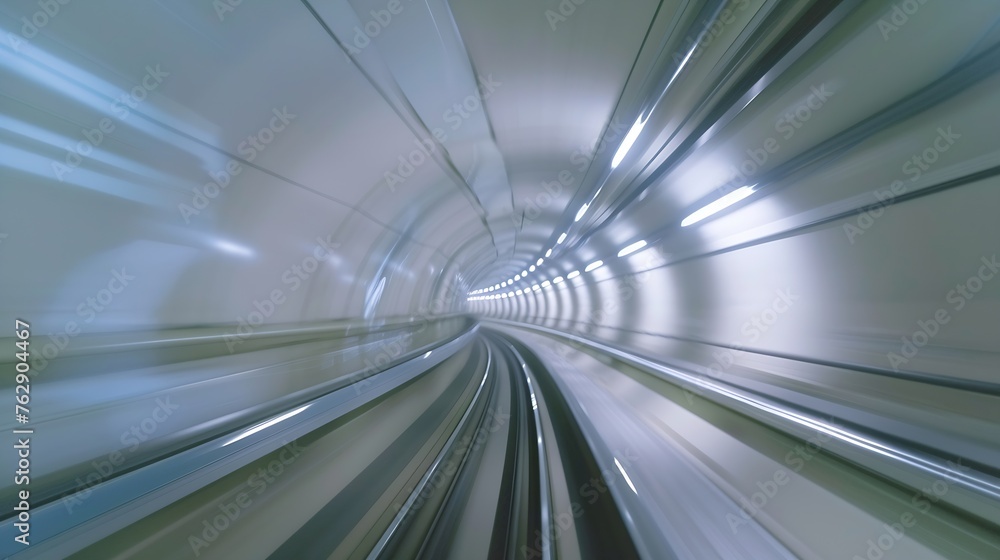 Aufkleber subway tunnel with motion blur of a city from inside monorail in tokyo : generative ai