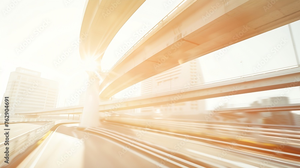 Poster highway overpass motion blur with city background : generative ai