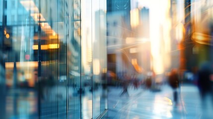 Obraz premium BLURRED BUSINESS STREET BACKGROUND CONTEMPORARY LIFESTYLE DESIGN BLURRY CITY EXTERIOR PATTERN FOR MONTAGE : Generative AI