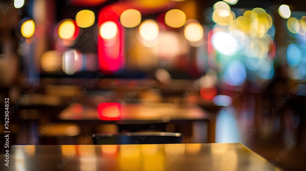 Poster Blurred background of restaurant with abstract bokeh light : Generative AI