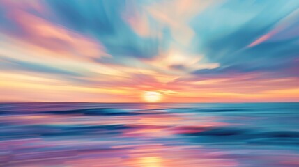 Abstract blurred seascape of colorful sunset over the ocean : Generative AI
