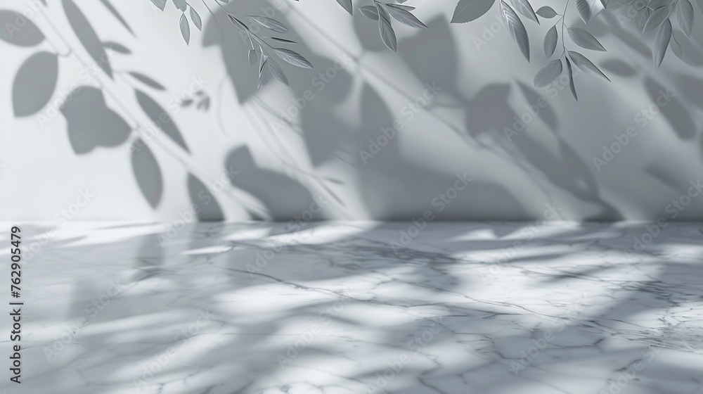 Poster minimalistic light background with blurred foliage shadow on a light wall beautiful background for p