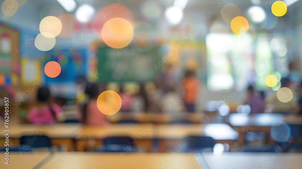 Poster blur abstract background teacher in front of classroom for meet the parent day blurry instructor tea