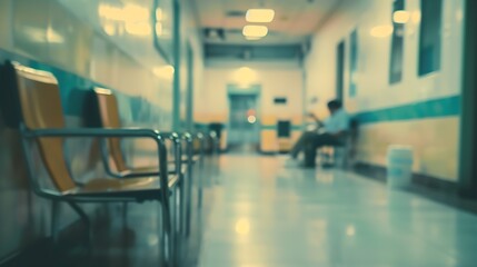 Fototapeta premium Blurred background Vintage filter patient waiting for see doctor : Generative AI