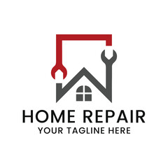 home repair logo with modern premium concept and hammer element