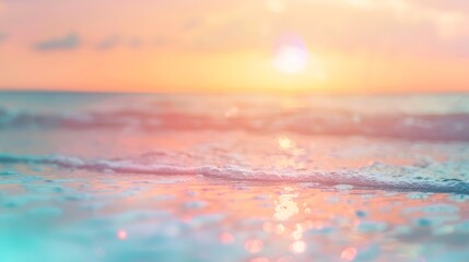 Obraz premium Summer holiday concept Abstract blur beach sunset texture background : Generative AI