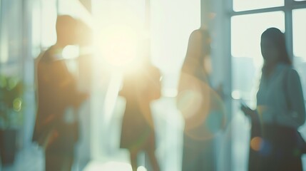 Blurred image of business people standing in the office : Generative AI