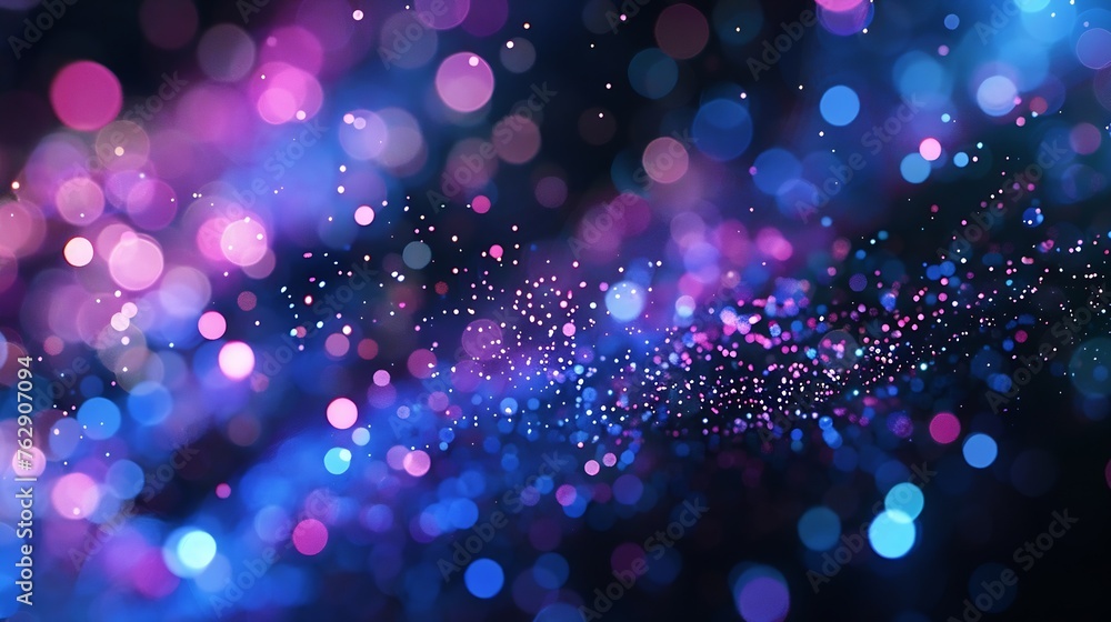 Poster blur neon light lens flare overlay bokeh fluorescent flash gleam defocused blue purple color flecks 