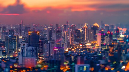 Fototapeta na wymiar City blurred lights background after sunset : Generative AI