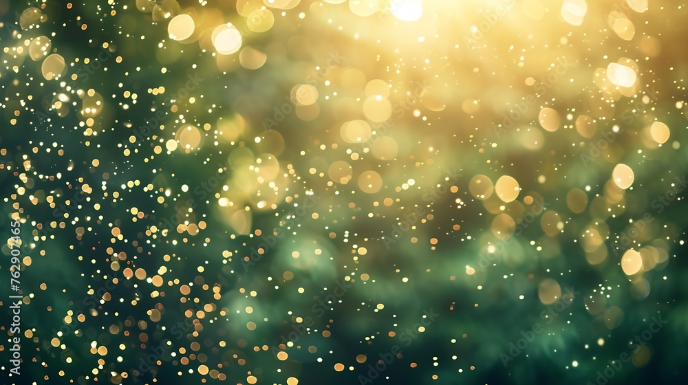 Poster abstract photo of light burst among trees and glitter bokeh image is blurred : generative ai