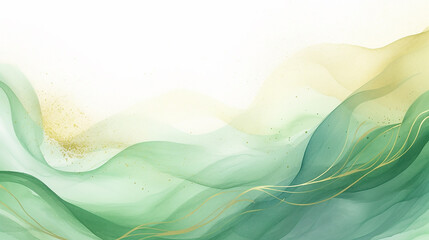 abstract background watercolor green botanical and green waves