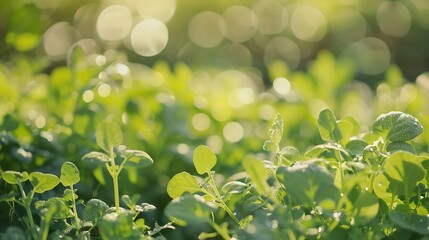 green blurred bokeh of vegetable garden eco friendly background : Generative AI