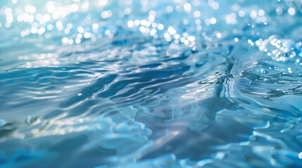 Blue water with ripples on the surface Defocus blurred transparent blue colored clear calm water surface texture with splashes and bubbles Water waves with shining pattern texture back : Generative AI