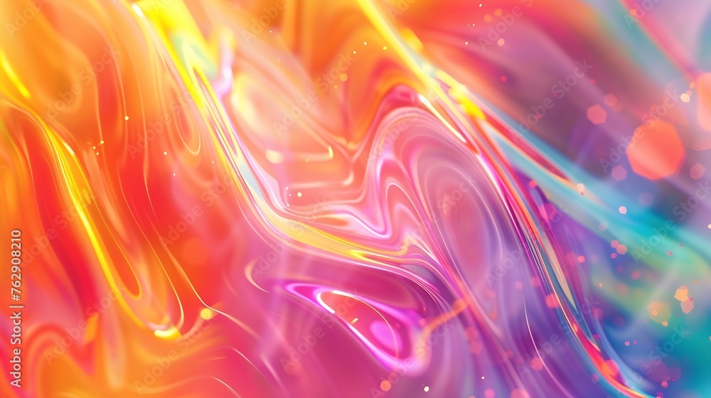 Aufkleber Holographic neon background Colorful psychedelic abstract Pastel color waves for background : Generative AI