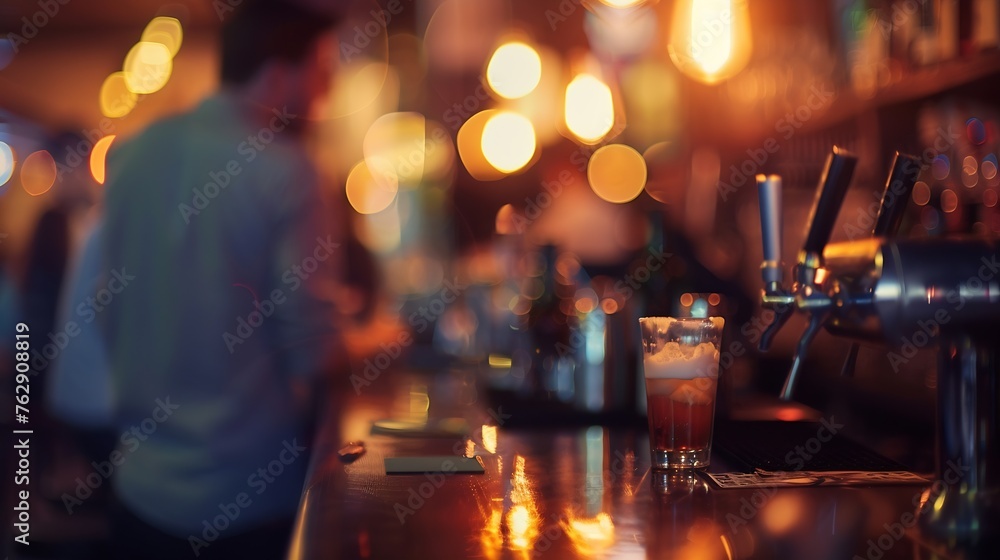Poster blurred background people in the bar : generative ai