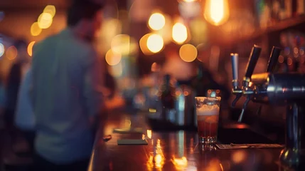 Küchenrückwand glas motiv Musikladen blurred background people in the bar : Generative AI