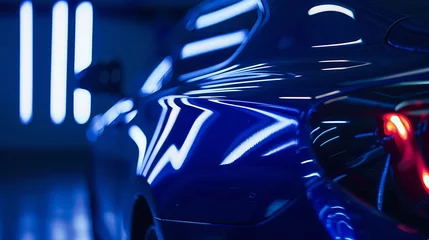 Naadloos Behang Airtex Snelweg bij nacht blue car lights at night long exposure : Generative AI