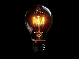 The glowing filament of an incandescent light bulb, captured in the moment of illumination,
