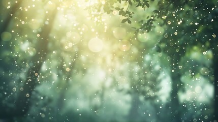 blurred abstract photo of light burst among trees and glitter bokeh lights : Generative AI