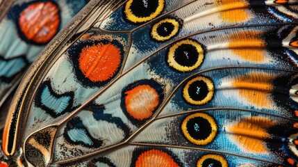 The vibrant colors and patterns on a butterfly wing, captured in stunning detail,