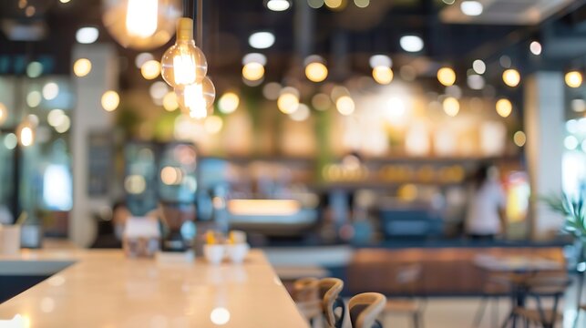 Blur or Defocus image of Coffee Shop or Cafeteria for use as Background : Generative AI