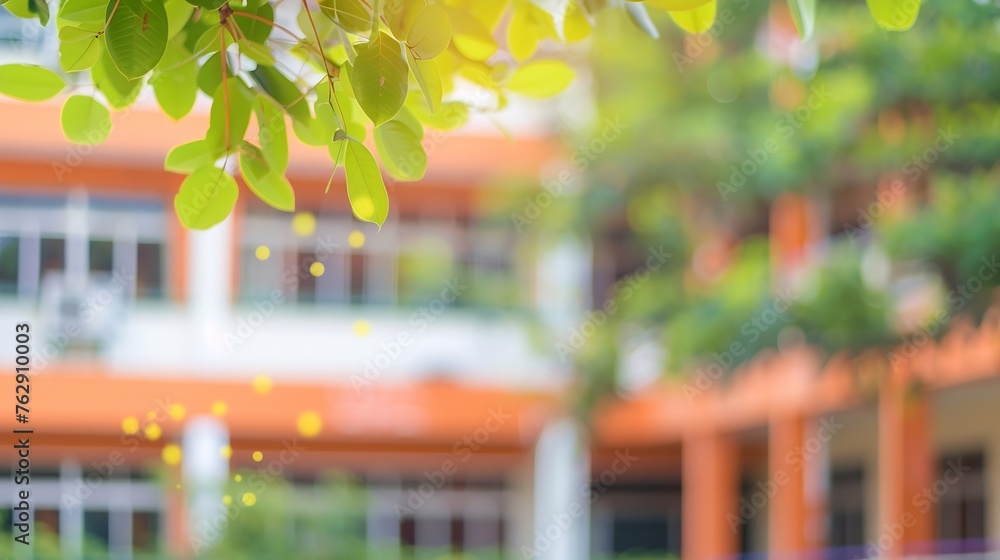 Poster school building blurred and defocused for bokeh background : generative ai
