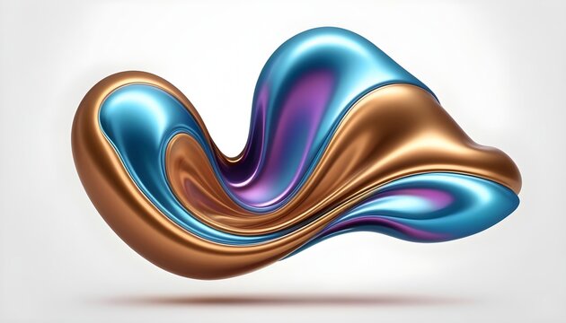 Fluid smooth abstract metallic holographic colored shape background 