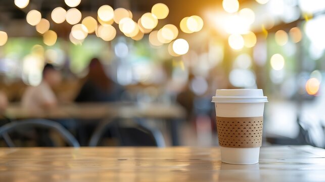 Coffee shop and people sit on table blur background with bokeh image : Generative AI