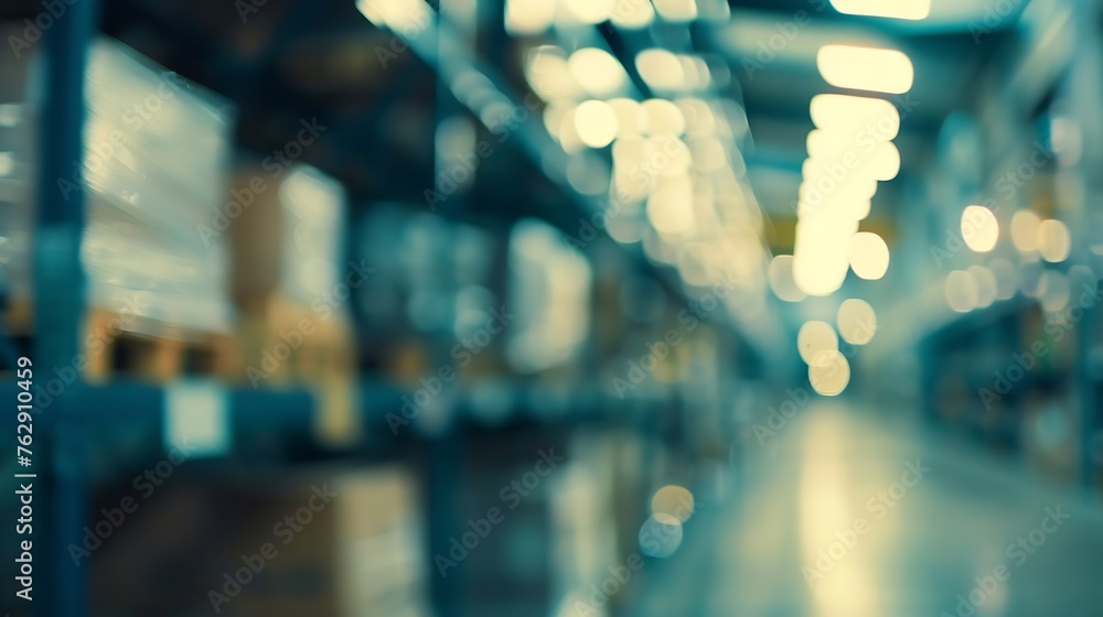 Fototapete blur warehouse background blurred store factory industry warehouse space and hardware box for delive