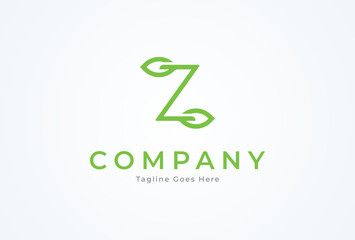 Letter Z Leaf Logo. letter Z with leaf combination. Flat Vector Logo Design. vector illustration	
