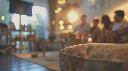 blur image of people sit in living room for background : Generative AI