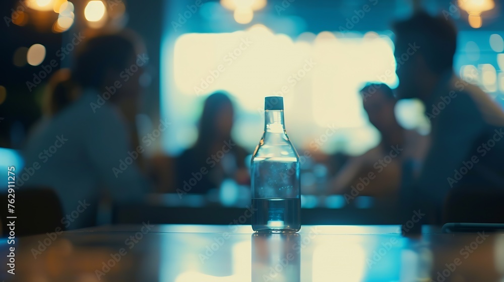 Poster blurred soft of people meeting at table : generative ai