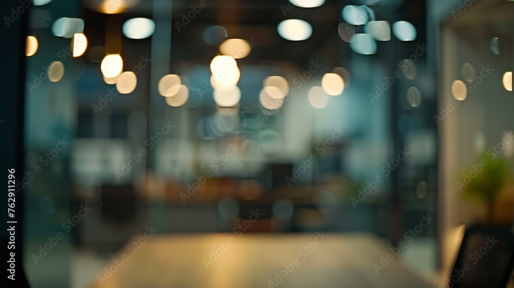 Aufkleber on the blurred background of the empty office room : generative ai