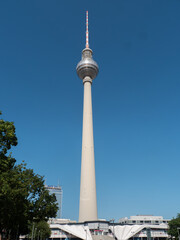 Berlin Television Tower Against Clear Blue Sky