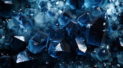 realistic abstract blue crystal - obrazy, fototapety, plakaty